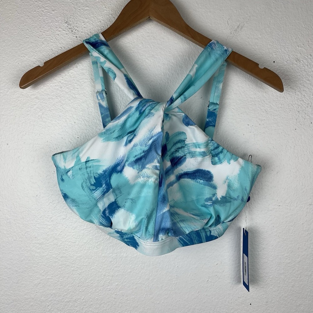 Blue and White Bikini Top